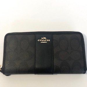 COACH Brown/Black Signature Logo Zip Wallet